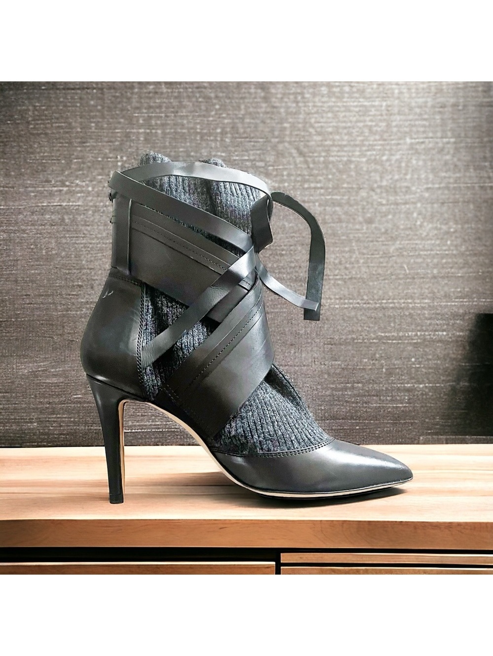 IRO Leather & Knit Sock Booties, Black Size FR41 | EU38 New in Box Retail 345 €